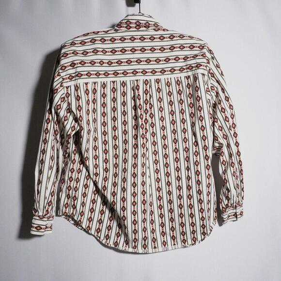 VTG 80s Southwestern Aztec Print AOP Button Up‎ Shirt Mens L Rodeo Western Red - Picture 3 of 5